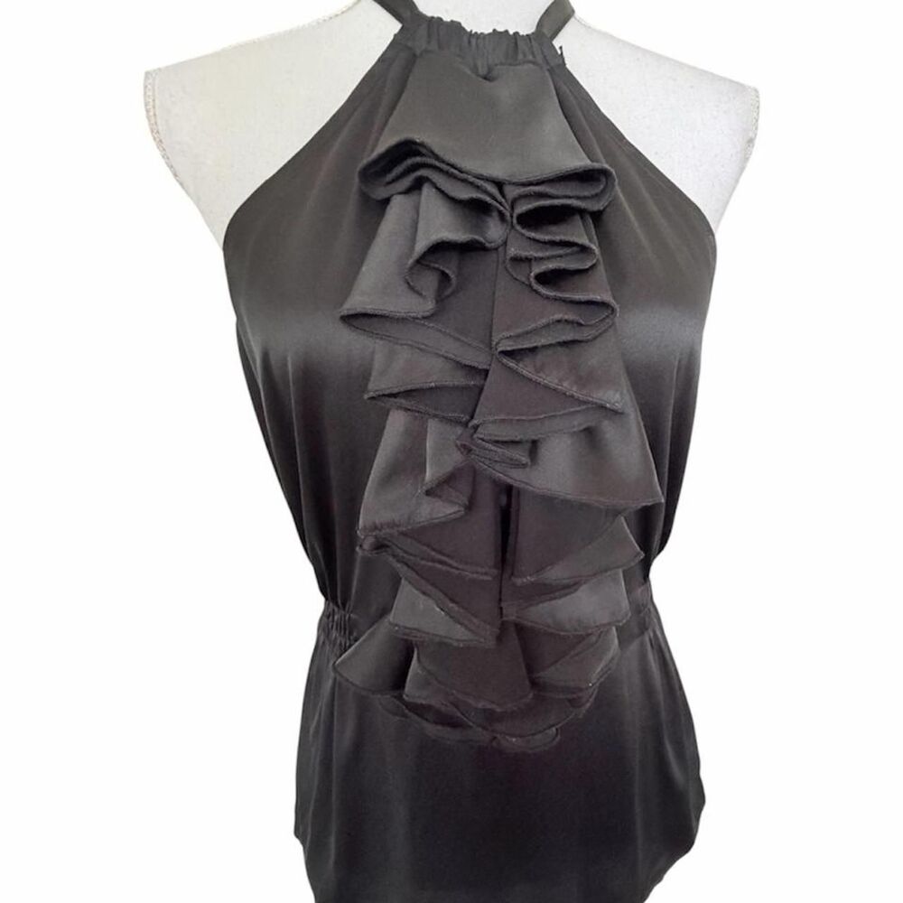 NWT Vintage Y2K Bebe Silk Blend Women's Black Halter Top